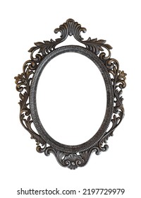 Metal Brass Oval Antique Picture Frame Isolated Cutout