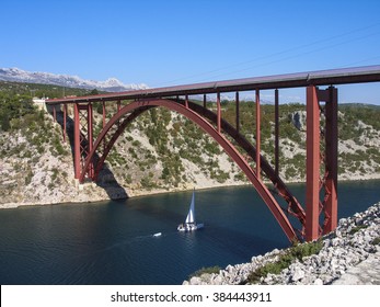 Metal bridge across Maslenica - Croatia