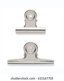 Metal bulldog clips isolated on white background with clipping mask.
 - Shutterstock ID 615167705