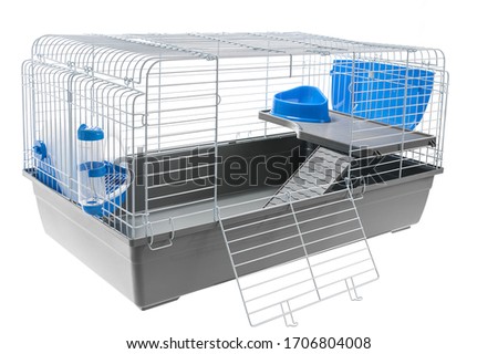 metal cage for rodents or birds on a white background