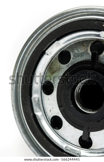 Metal car\
fuel filter isolated over white\
background