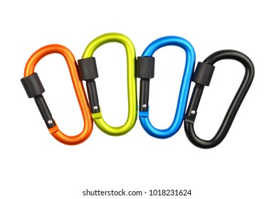 Metal Carabiner, Isolated On White Background