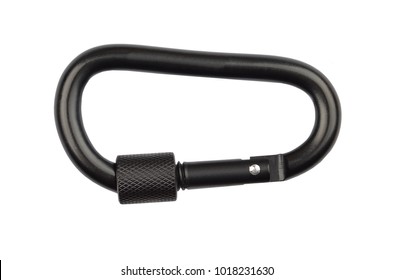 Metal carabiner, isolated on white background