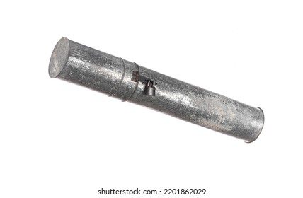 Metal Case Storage Tube On A White Background ,rifle Storage Case