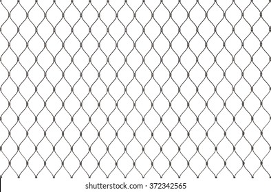 Metal chain link fence background texture isolated on white