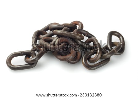 Metal Chain Lying On White Background
