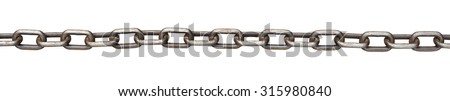 Metal chain on isolated white background, close up view