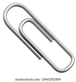 Metal clip. Office paper clip for important documents and files. 3D render illustration in cartoon style. Transparent background, isolation. - Powered by Shutterstock