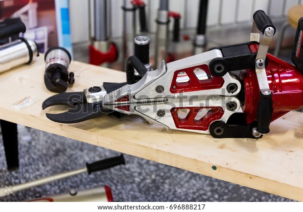 Metal cutter - Jaws of Life and\
cutting tool used by rescue personnel to cut and bend\
steel.