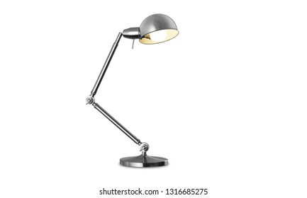 Metal Desk Lamp Warm Light Isolated White Background