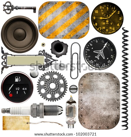 Metal details, car parts, metal plate and military instruments