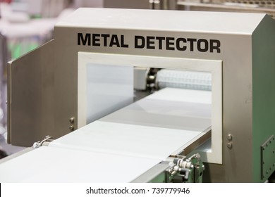 Metal Detector Machine For Industry, Industrial Technology For Metal Scanner By Machine Industry In A Factory, Metal Detector And Scanner For International Airport, Industry And Technology Concept.