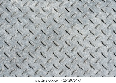 Metal Diamond Tread Plate Background In Silver Gray Color 