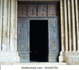 Metal Door To The Church Open.