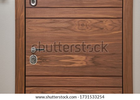 metal door made of natural walnut veneer