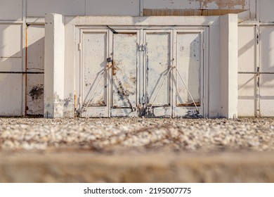 Metal Doors Of The Entrance To The Old Cinema. Soft Focus