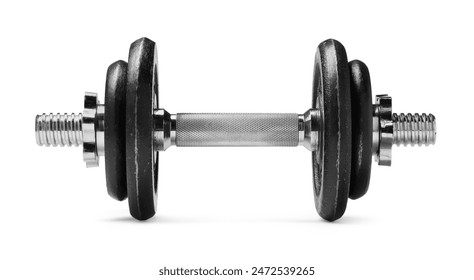 Metal dumbbell isolated on white. Sports equipment - Powered by Shutterstock