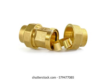 metal elbow fittings for pipes, isolated white background