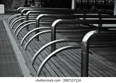 Metal Fence For The Queue In Front Of The Checkout. No People. Nobody Buys Tickets At The Box Office.