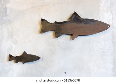 Metal Fish Decorate On Wall.