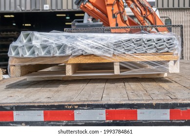 Metal Flashing Roofing Materials On Truck Bed For Delivery