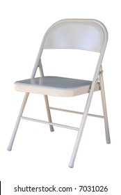 Metal Folding Chair Isolated On White Background.