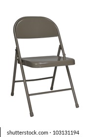 Metal Folding Chair Isolated Over A White Background