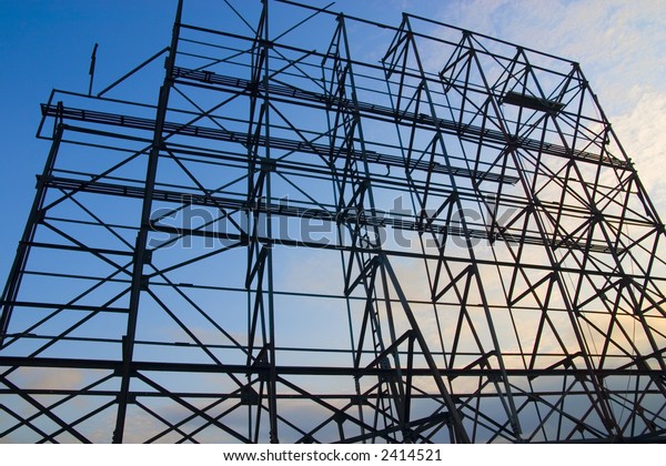 Metal Frame Construction Billboard Against Sky Stock Photo Edit Now