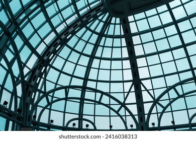 Metal framed glass dome ceiling in the lobby of a shopping mall at Niagara, Canada - Powered by Shutterstock