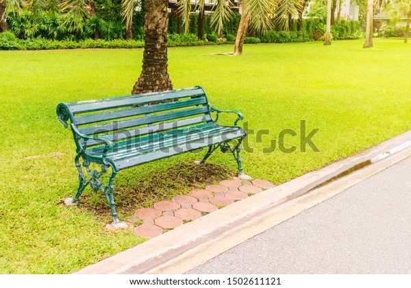 Metal Garden Chair On Green Grass Stock Photo Edit Now 1502611121