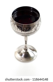 Metal Goblet With Red Wine