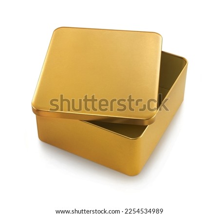 Metal gold container box isolated on white