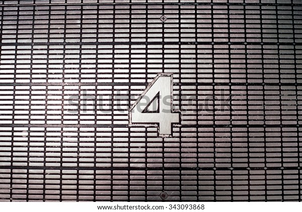 Metal Grating Texture Escalator Floor Numbers Stock Photo