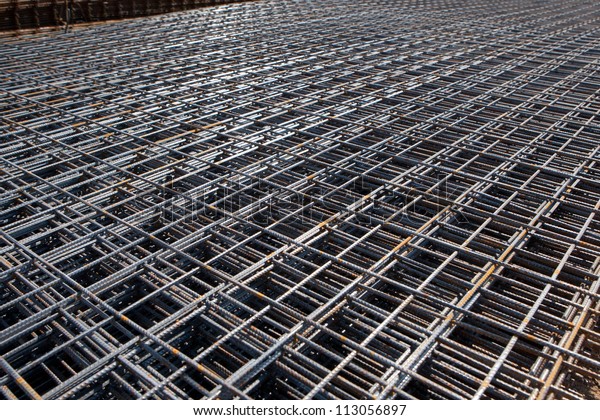 Metal Grid Laying On Construction Area Stock Photo (Edit Now) 113056897