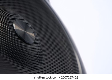 Metal grill of audio speakers on a white background. Concept for audio technology, digital music, audio broadcasting and audio podcasts. Free space for an inscription. Selective focusing. Daylight - Powered by Shutterstock