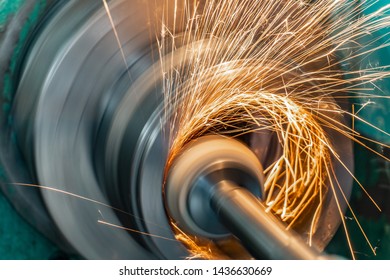 Metal Grinding, Internal Grinding With An Abrasive Wheel On A High-speed Spindle Of A Circular Grinding Machine.