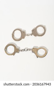 metal handcuffs shot in studio