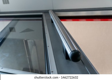 Metal Handle In The Elevator In Order To Hold On To It. Open The Elevator Door With Mso Glass