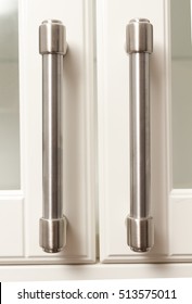 Metal Handles On The Kitchen Cabinet