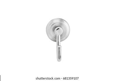 Metal hanger (wall, hanger, hook) isolated on white background - Shutterstock ID 681359107