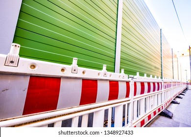 Metal Hoarding Wall At A Construction Site