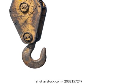 Metal Hook Of Crain In Engineer Construction Isolated On White