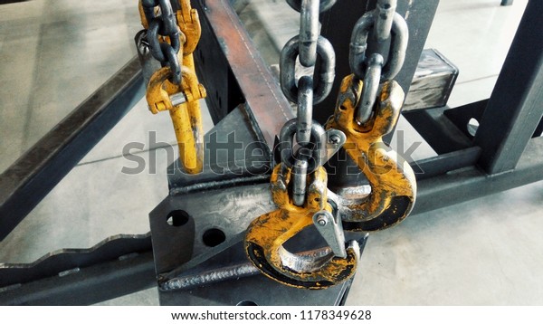 Metal hooks close\
up