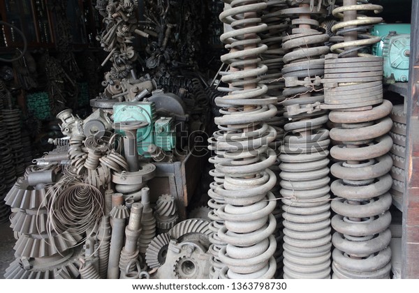Metal junk\
store selling automobile dusty used\
parts