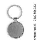 Metal keychain isolated on white, top view