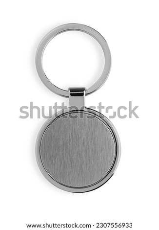 Metal keychain isolated on white, top view