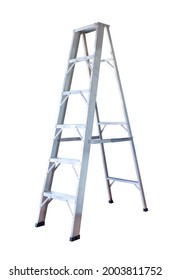 Metal Ladder Isolated On White Background With Clipping Path.