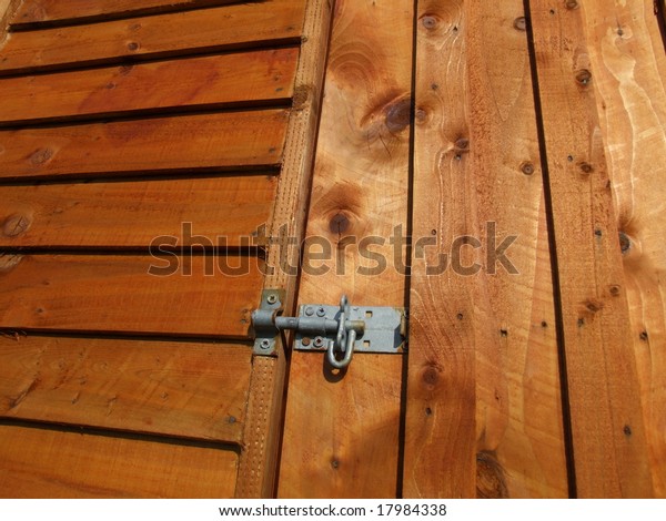 Metal Latch On Wooden Door Garden Stock Photo Edit Now