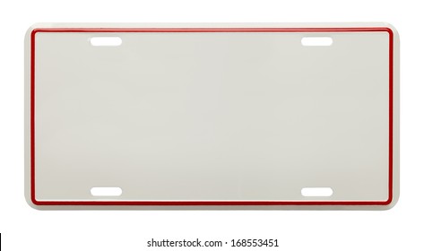 Metal License Plate With Copy Space Isolated On White Background.