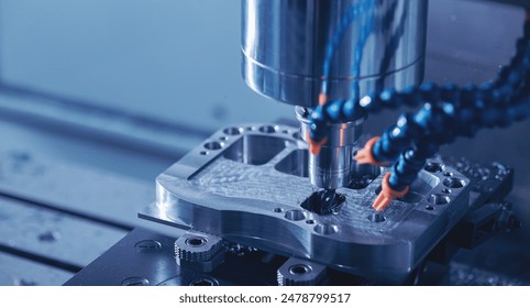 Metal machine tools industry. CNC turning milling factory processes steel turbine part process. - Powered by Shutterstock